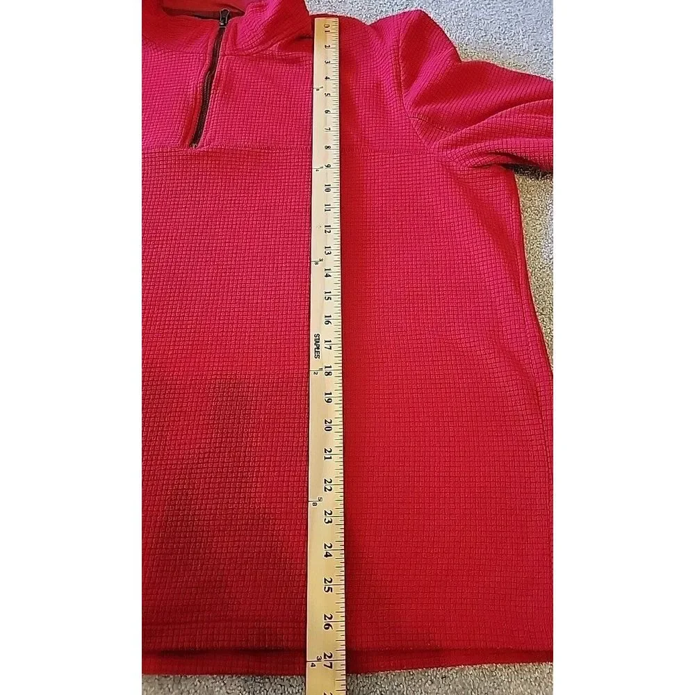 Lands End  Pullover Men's XL‎ 46-48T RED  1/4 Zip Mock Neck